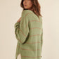 Striped Rib-knit Oversized Pocket Sweater