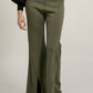 Solid Raw Edge Expose Seam Flare Pants