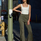 Solid Raw Edge Expose Seam Flare Pants