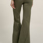 Solid Raw Edge Expose Seam Flare Pants