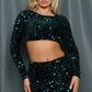 Perfect Night Out Velvet Sequins Skirt Set