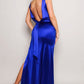 Sleeveless Deep V Low Back Bow Maxi Dress