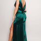 Sleeveless Deep V Low Back Bow Maxi Dress