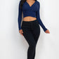 Ribbed Wrap Front Long Sleeve Top