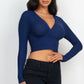 Ribbed Wrap Front Long Sleeve Top