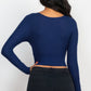 Ribbed Wrap Front Long Sleeve Top