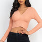 Ribbed Wrap Front Long Sleeve Top