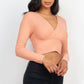 Ribbed Wrap Front Long Sleeve Top