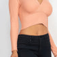 Ribbed Wrap Front Long Sleeve Top