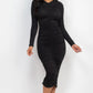 Ruched Long Sleeve Midi Dress