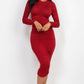 Ruched Long Sleeve Midi Dress