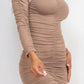 Ruched Long Sleeve Midi Dress