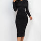 Ruched Long Sleeve Midi Dress