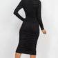 Ruched Long Sleeve Midi Dress