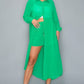 Chiffon Button Down Long Sleeve Side Slit Long Top With Short Set