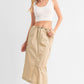 Cargo Skirt With Drawstring Midi Skirt