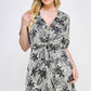 Plus Botanical Print Front Tie Dress