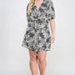 Plus Botanical Print Front Tie Dress