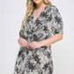 Plus Botanical Print Front Tie Dress