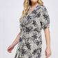 Plus Botanical Print Front Tie Dress