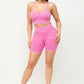 Washed Seamless Basic Tank Top And Shorts Set