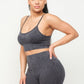 Washed Seamless Basic Tank Top And Shorts Set