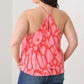 Plus Size Abstract Print Halter Ruffle Hem Top