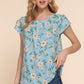 Short Tulip Slv Floral Print Woven Top