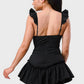 Sweetheart With Drawstring Bow Cutout Ruffled Flutter Sleeves Mini Dress