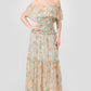 Floral Chiffon Off Shoulder Smocked Back Ruffled Tiered Maxi Dress