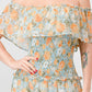 Floral Chiffon Off Shoulder Smocked Back Ruffled Tiered Maxi Dress