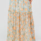 Floral Chiffon Off Shoulder Smocked Back Ruffled Tiered Maxi Dress