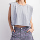 Sleeveless Crop Top With Shoulder Pads