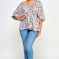 Floral V-neck Babydoll Balloon Slv Top