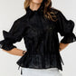 Button-down Collar Neck Embroidered Top