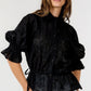 Button-down Collar Neck Embroidered Top