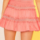 Waist Smocking Ruffle And Shirring Mini Skirt