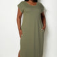 Plus Size Hidden Pocket Batwing Sleeve V Neck Long Dress