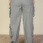 Plus Size Flap Pockets Drawstring Ruched Parachute Pants