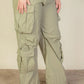 Plus Size Flap Pockets Drawstring Ruched Parachute Pants