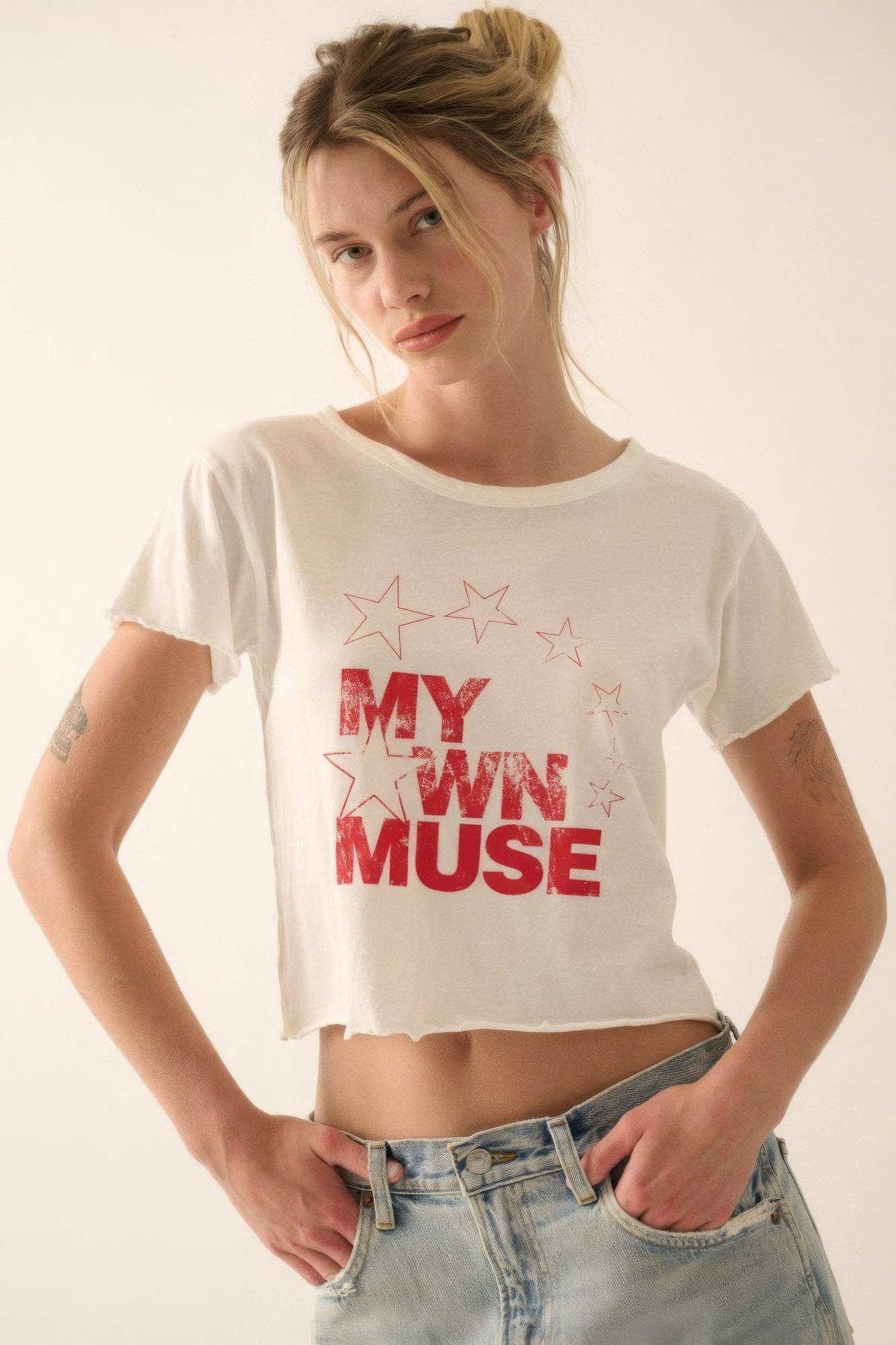 My Own Muse Vintage Wash Cropped Graphic Tee