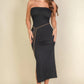 Solid Bodycon Split Hem Tube Dress