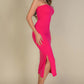 Solid Bodycon Split Hem Tube Dress