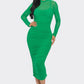 Solid Mesh Ruched Midi Dress