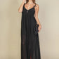 Plunge Neck Split Thigh Mesh Maxi Dress