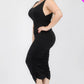 Plus Size Square Neck Ruched Bodycon Midi Dress