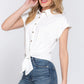 Short Slv Front Tie Stretch Ity  Top