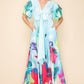 Printed V Neck Maxi Dress