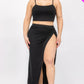 Plus Size Crop Cami & Split Thigh Maxi Skirt Set