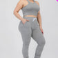 Plus Size Crop Tank Top & Ruched Pants Set